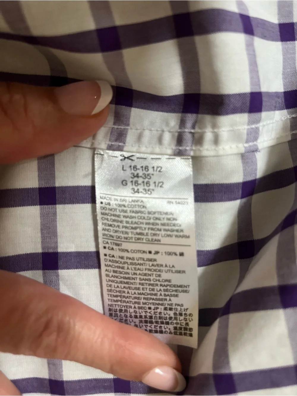 Banana Republic Men’s White and Purple Check Dress Shirt sz large EUC